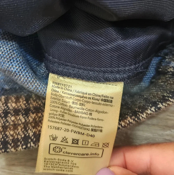 Scotch & Soda Camper Comic Camper grey brown plaid long sleeve zipup jacket - Picture 6 of 12